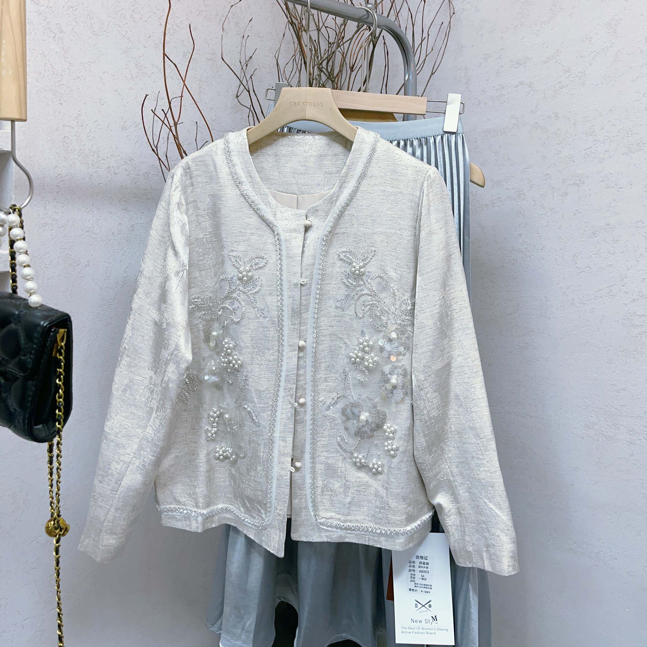 欧洲站2025早春新款欧货国风重工亮片刺绣外套女春秋新中式开衫女,女装/女士精品,短外套,淘宝优惠券,粉丝福利购,淘宝优惠卷