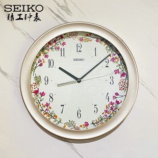 花边田园原装 SEIKO日本精工挂钟14英寸客厅创意时尚 进口QXA777