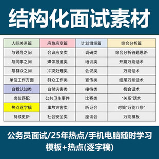 2025公务员面试事业编结构化面试话术素材面试模板面试热点逐字稿
