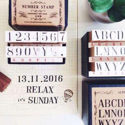 包邮日本数字英文套装体木制印章