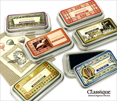 日本月猫复古铁盒速干印台印泥