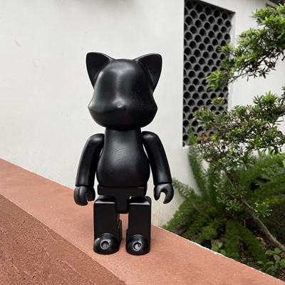 潮牌kaws实木公仔暴力熊bearbrick木头潮玩积木熊手办28cm黑檀木