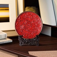 漆花臺(tái)屏大師手工雕漆擺件