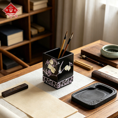 螺钿工艺笔筒扬州漆器厂文房雅器摆件礼品送师长朋友多款式选择