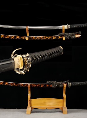 大漆鞘铜装t10钢覆土烧刃日本武士刃打刀龙泉武术刀剑未开刃