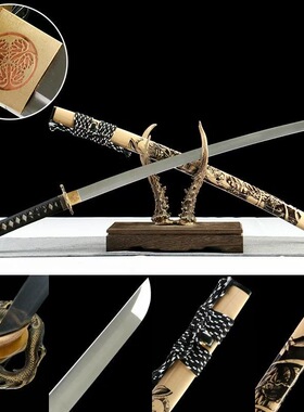 龙武士原木高碳钢日本武士刃打刀龙泉武术刀剑乔迁摆件未开刃