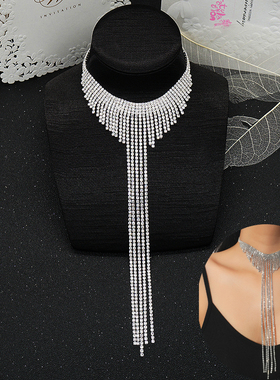 choker欧美风新娘饰品闪钻锁骨链