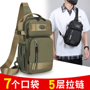 男士胸包中大童出游户外休闲多功能斜挎背包潮酷登山轻便防水包大