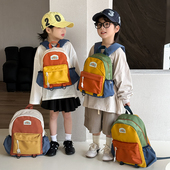 儿童双肩包幼儿园拼色简约休闲小书包男女童大中小班开学出游背包