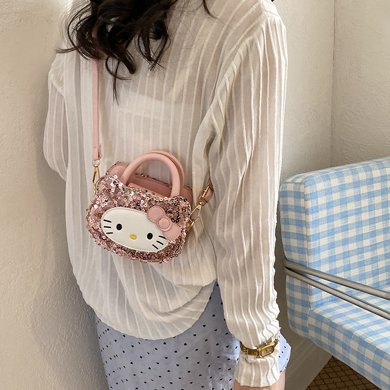 春夏少女心甜美卡通亮片手拎单肩斜挎小包迷你宝宝出游配饰造型包