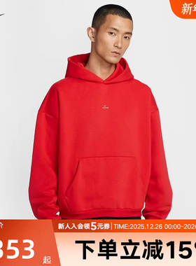 Nike耐克男加绒卫衣篮球新年款红色运动保暖连帽套头衫IM5919-657