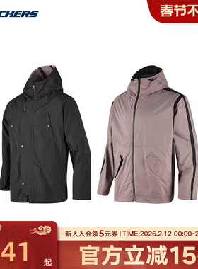 Skechers斯凯奇秋季男女同款连帽外套休闲上衣 P324U010/0018