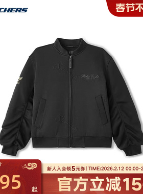 Skechers斯凯奇新年战袍美式夹克棒球外套2026春女棉服 L126W009