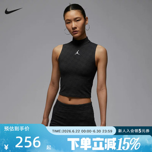 Jordan耐克夏季新款Brooklyn女子企领针织休闲短款背心HQ9226-010