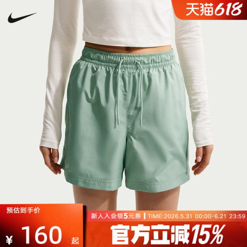 耐克女子短裤夏季新款休闲刺绣小勾透气宽松运动五分裤FV7558-006