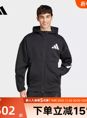 adidas阿迪达斯春季新款男子针织夹克连帽外套舒适休闲JD5984