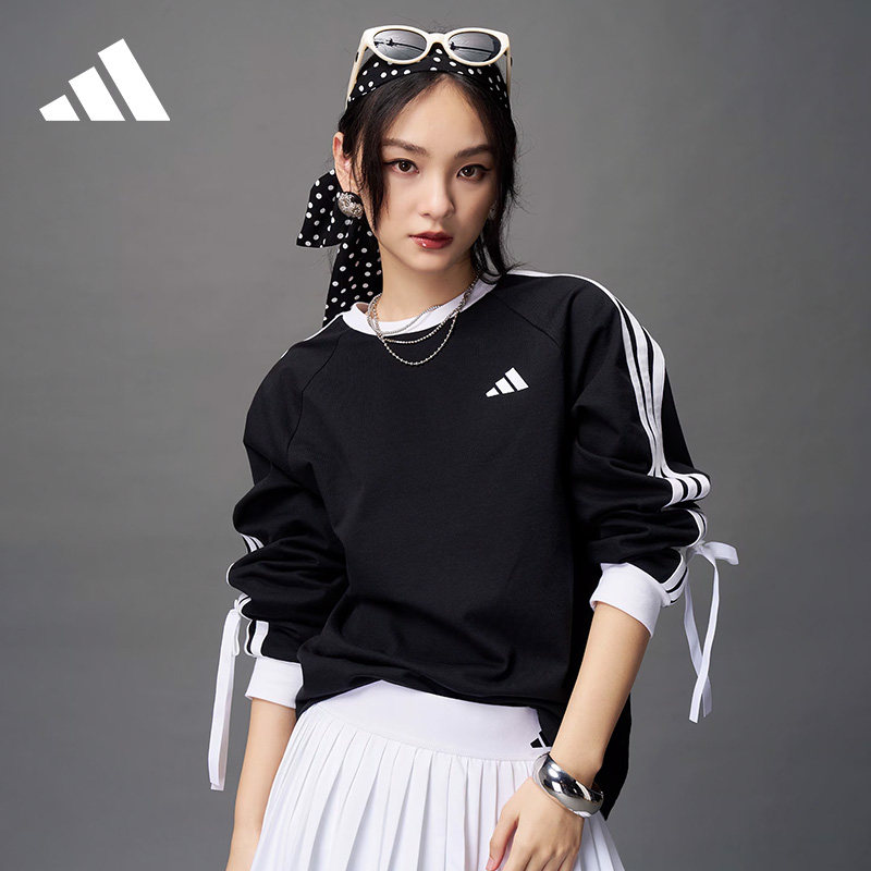 adidas阿迪达斯秋新款三条纹舞动系列棉质运动休闲长袖T恤 K