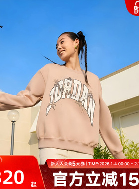 JORDAN耐克加绒针织卫衣女图案印花宽松圆领套头衫上衣HV0473-200