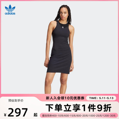 adidas阿迪达斯三叶草夏季女子无袖黑色运动休闲连衣裙IT9881