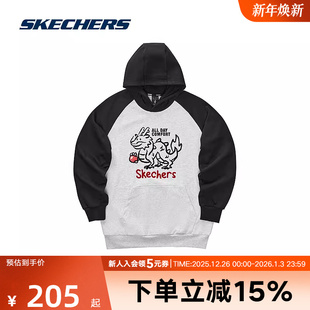 L124M012 印花连帽针织套头衫 0248 时尚 Skechers斯凯奇卫衣春男装