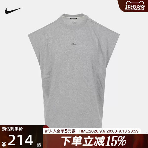 nike耐克夏新款男子篮球背心运动休闲小标圆领无袖T恤IF2564-063