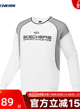 Skechers斯凯奇春新款中性休闲卫衣针织圆领套头衫 P424U013/0019