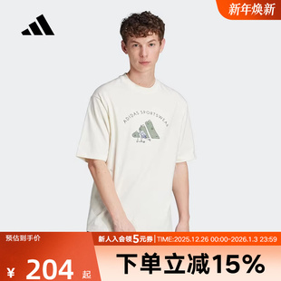 Adidas阿迪达斯棉质印花图案短袖 男子休闲圆领T恤JJ3968 夏季