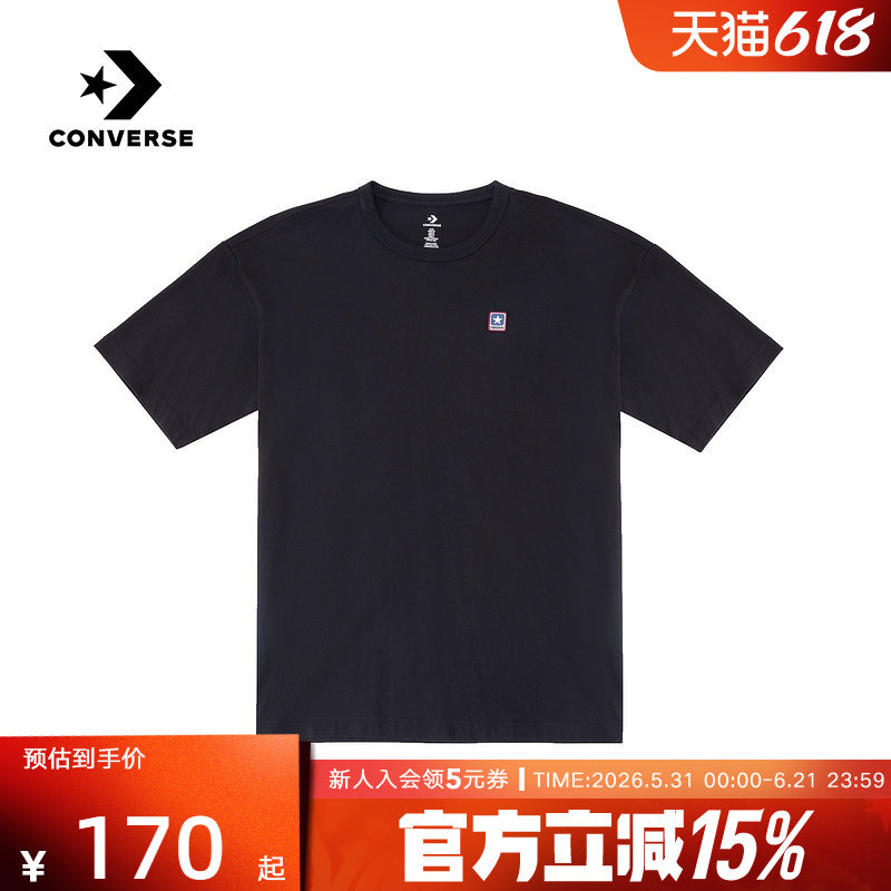 Converse匡威情侣款运动休闲短袖圆领简约百搭黑色T恤UCJ