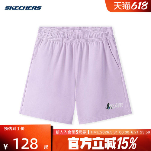 Skechers斯凯奇夏季女士宽松舒适时尚百搭休闲运动短裤 L225W132