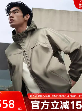 adidas阿迪达斯梭织夹克26新款男加绒运动休闲连帽风衣外套KQ8526