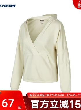 Skechers斯凯奇秋冬女子针织百搭舒适连帽套头卫衣P324W048/0544