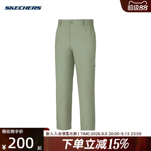 Skechers斯凯奇26夏季男子运动休闲裤直筒宽松梭织长裤 P226M060