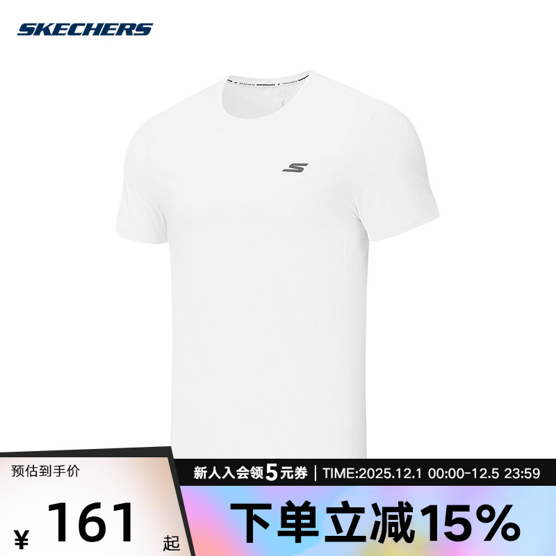 Skechers斯凯奇2新款夏季男士舒适休闲针织短袖T恤 P325M042/0019