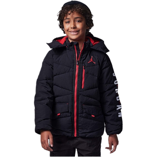 Jordan耐克男童大童可拆卸风帽羽绒服夹克保暖加厚外套FB1671-010