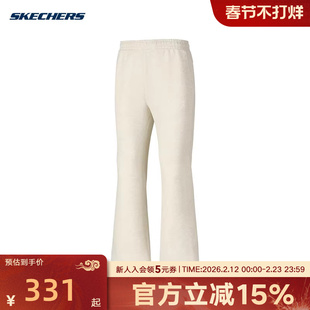 Skechers斯凯奇女裤秋冬款女子阔腿裤针织休闲长裤 P425W041/0601