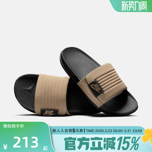 DQ9624 运动休闲沙滩防滑一字拖鞋 004 男黑棕色拖鞋 耐克凉鞋