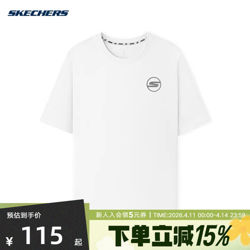 Skechers斯凯奇夏男子运动短袖圆领宽松T恤衫 P225M151/0019