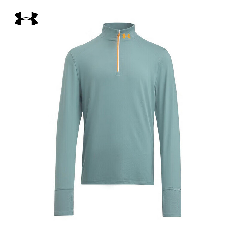 安德玛新款Qualifier男子跑步运动长袖半拉链休闲t恤1379288-587