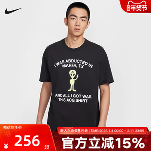 耐克NIKE ACG 男子速干T恤黑色印花运动短袖顺滑透气HV2169-010