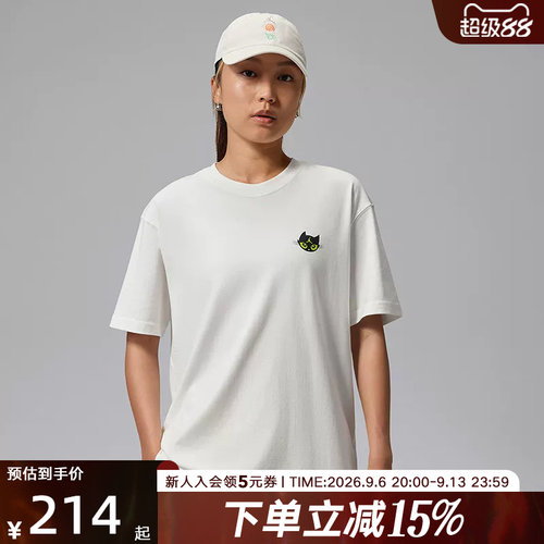 NIKE耐克女子T恤Jordan卡通帽图案宽松运动休闲短袖  IW1900-133