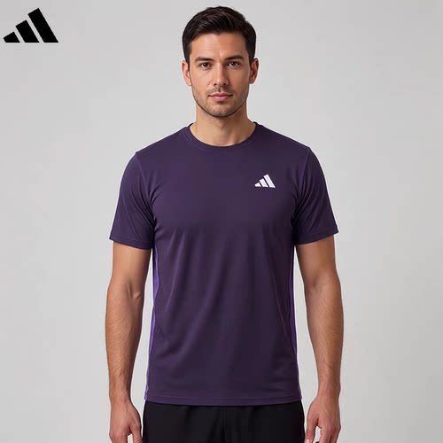 adidas阿迪达斯速干跑步侧开叉运动上衣26春新款男短袖T恤 KZ5038