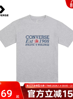 Converse匡威夏秋季新款男子全棉短袖复古字母休闲T恤MCH687-GHG