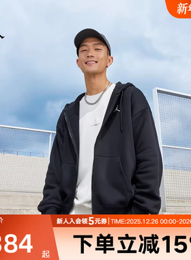 Jordan耐克男子上衣OVERSIZE风加绒连帽衫开衫卫衣黑色IB7232-010