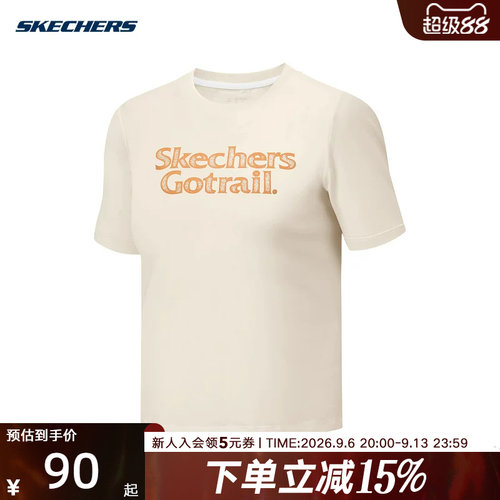 Skechers斯凯奇夏经典LOGO印花圆领短袖女款T恤P225W095/00V7