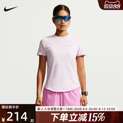 NIKE耐克夏季女子短袖DRI-FIT速干透气跑步训练反光T恤HM9699-583