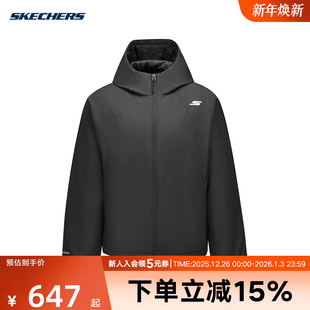 0018 P425M123 Skechers斯凯奇加厚连帽棉衣冬装 外套男上衣棉服