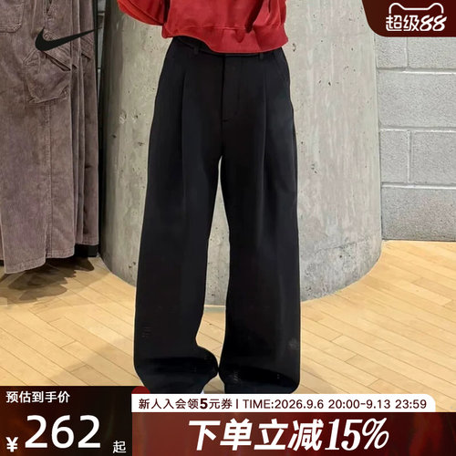 耐克女裤26春新年款直筒裤阔腿裤刺绣小标运动长裤IF0322 IQ3829