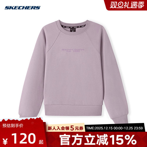Skechers斯凯奇女子针织套头衫圆领休闲运动卫衣冬L325W048/05WA
