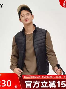 PONY波尼秋冬新品男白鸭绒轻盈保暖羽绒服背心244M2EG02BK