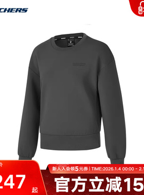 Skechers斯凯奇女士春新款舒适亲肤针织落肩袖卫衣P125W005/053B